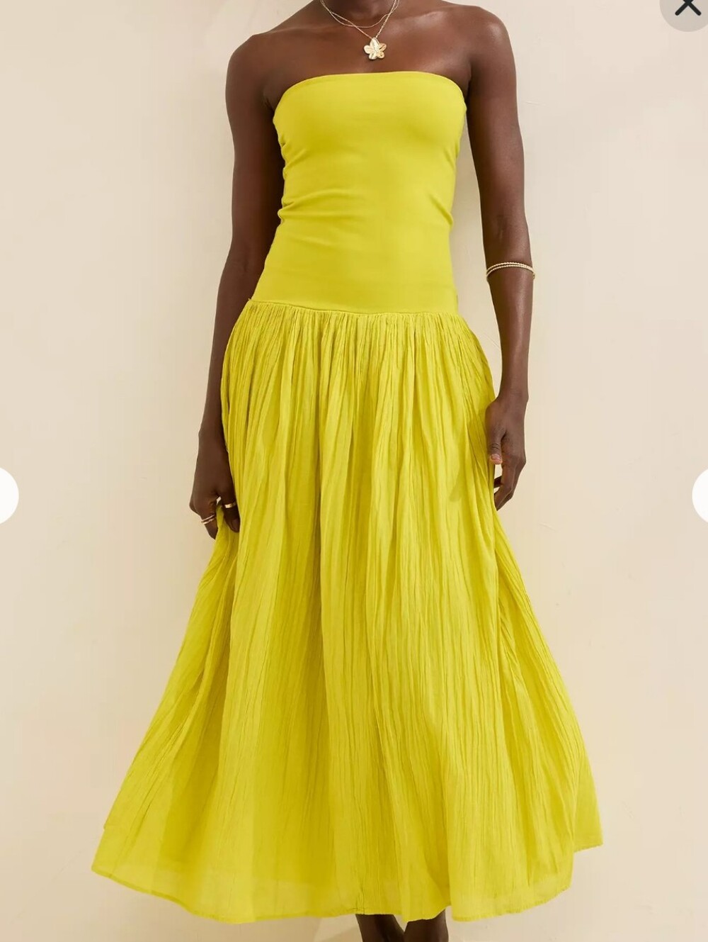Aerie At The Barre Convertible Maxi Skirt Dress Lime Colorful Drop Waist Sz XS